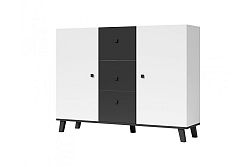 Komoda Milcombe M3 (biela + čierna)