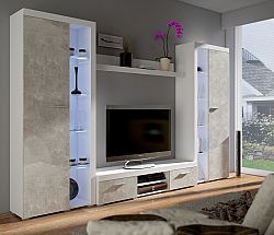 Obývacia stena Rudby XL (biela + betón)
