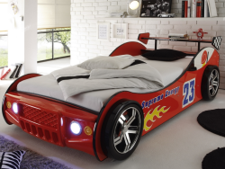 Energy 90x200 cm, červená pretekárska postel s osvetlením