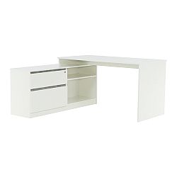 Rohový PC stolík Bentos (biela + beton)