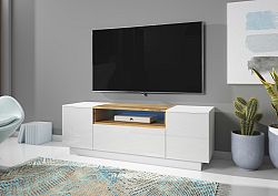 TV stolík/skrinka Box (dub wotan + biely lesk)