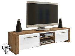 TV stolík/skrinka Helix (sonoma svetlá + lesk biely)