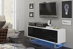 TV stolík/skrinka King 1 (biela + lesk čierny)