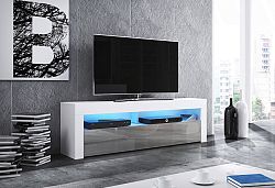 TV stolík/skrinka Mex (biela matná + sivý lesk)