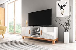 TV stolík/skrinka Norge (biely lesk + biela matná)