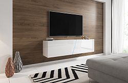 TV stolík/skrinka Slant 160 (biela matná + biely lesk) (s osvetlením)