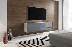 TV stolík/skrinka Slant 160 (biela matná + sivý lesk) (s osvetlením)