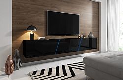 TV stolík/skrinka Slant 240 (čierna matná + čierny lesk) (s osvetlením)