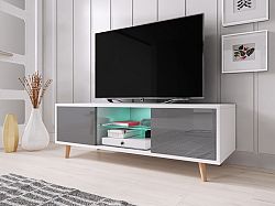 TV stolík/skrinka Sweden 1 (sivý lesk + biela matná)