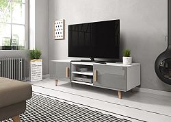 TV stolík/skrinka Sweden 2 (sivý lesk + biela matná)